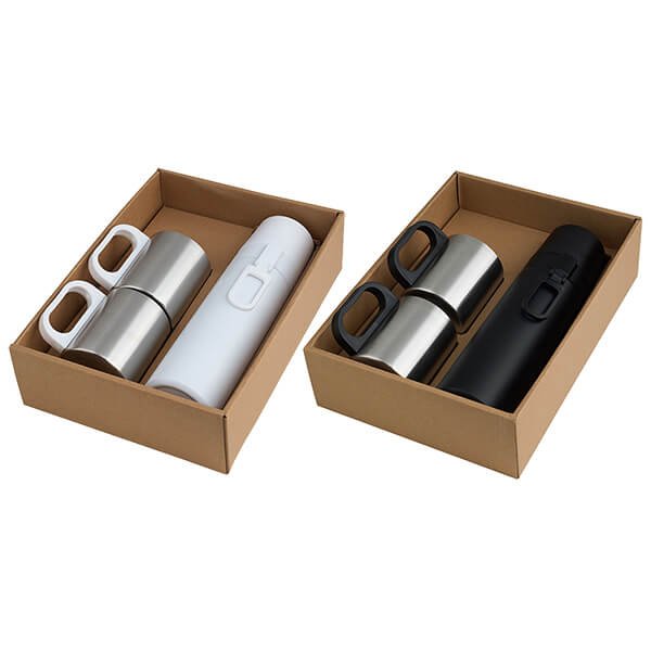 תרמיקיט - בקבוק תרמי מתכת 500 מל + 2 ספלי נירוסטה 220 מל
